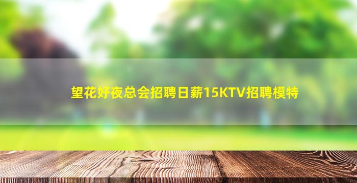 望花好夜总会招聘日薪15KTV招聘模特